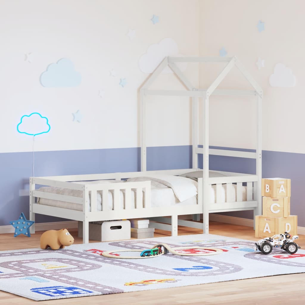 vidaXL Posteľný rám so strieškou biela 80x200 cm borovicový masív