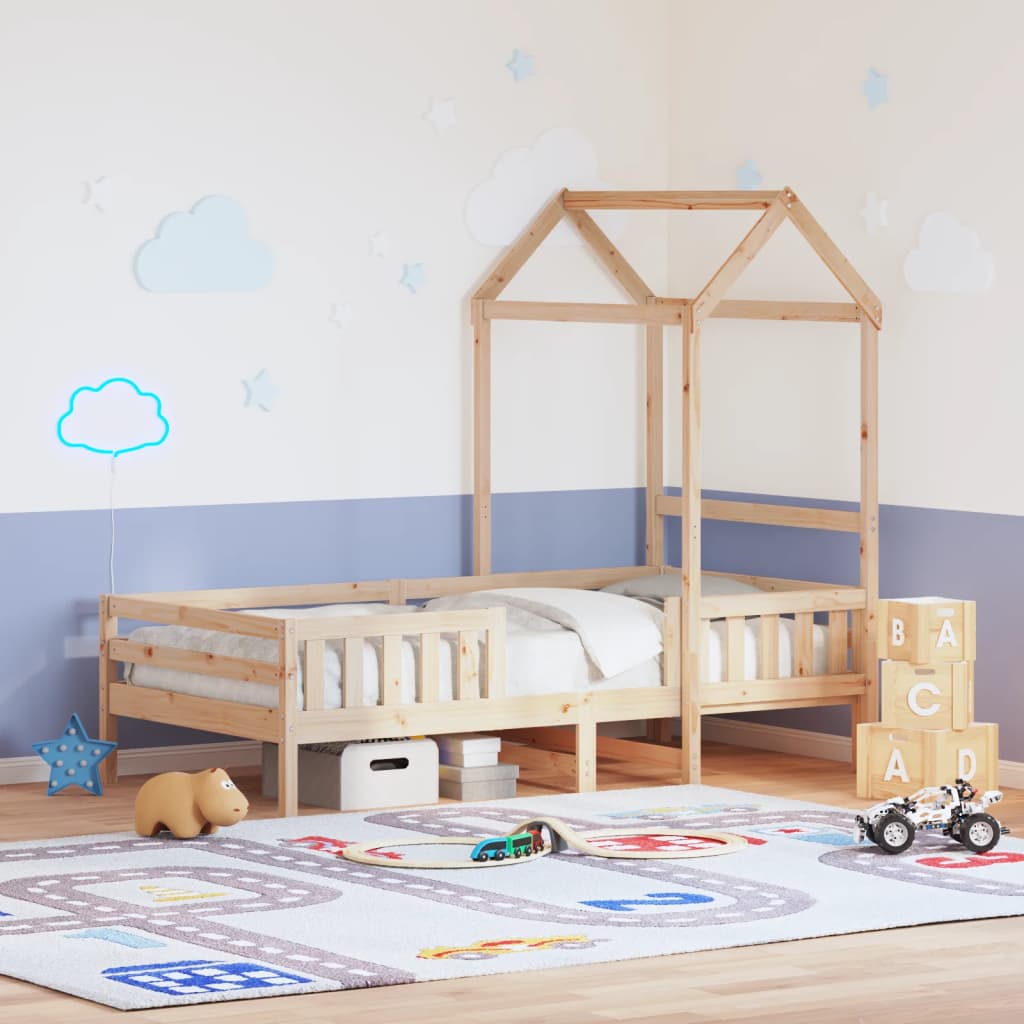 vidaXL Posteľný rám so strieškou 100x200 cm borovicový masív