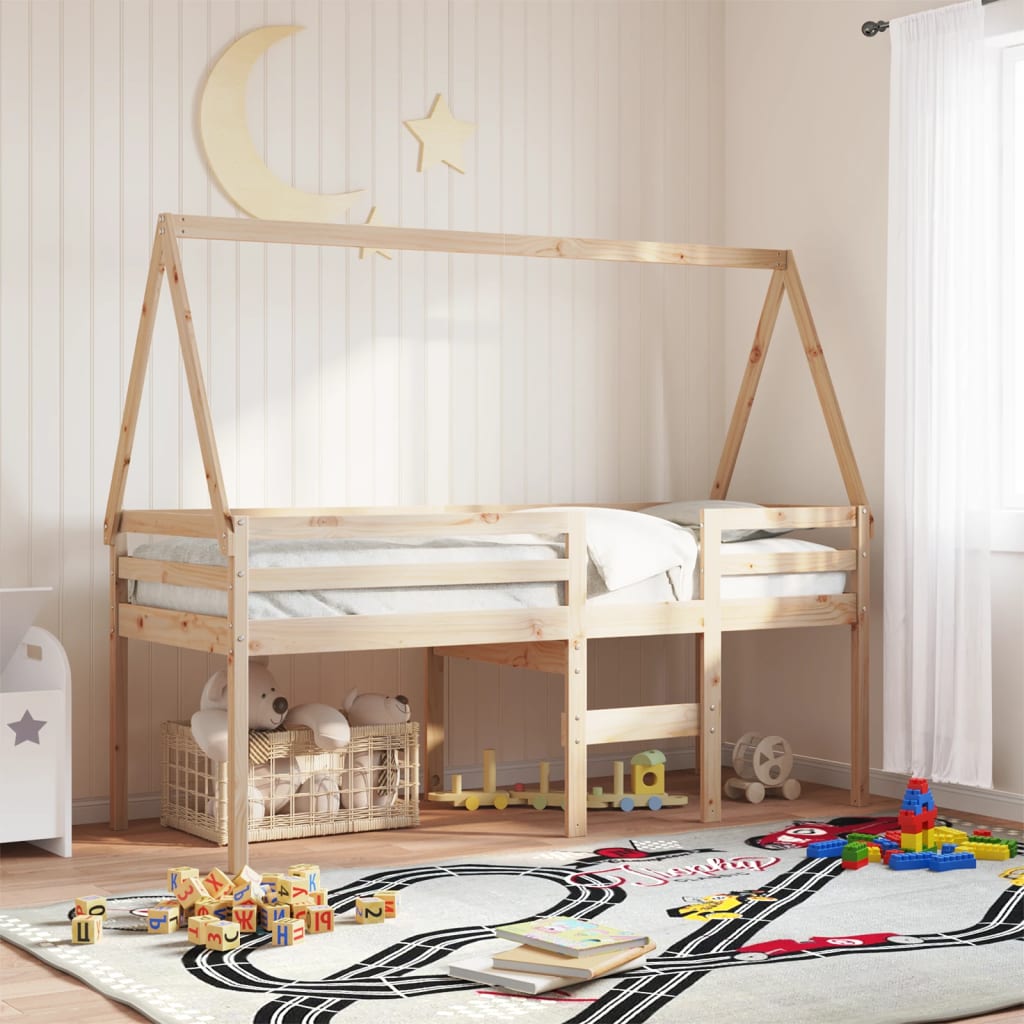 vidaXL Vysoká posteľ so strechou 80x200 cm borovicový masív
