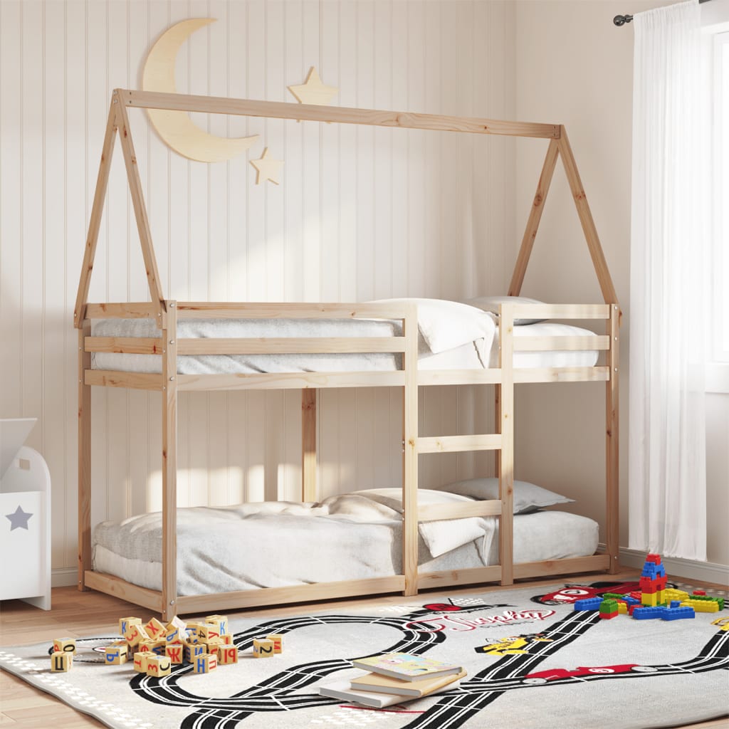 vidaXL Poschodová posteľ bez matraca 90x200 cm masívna borovica