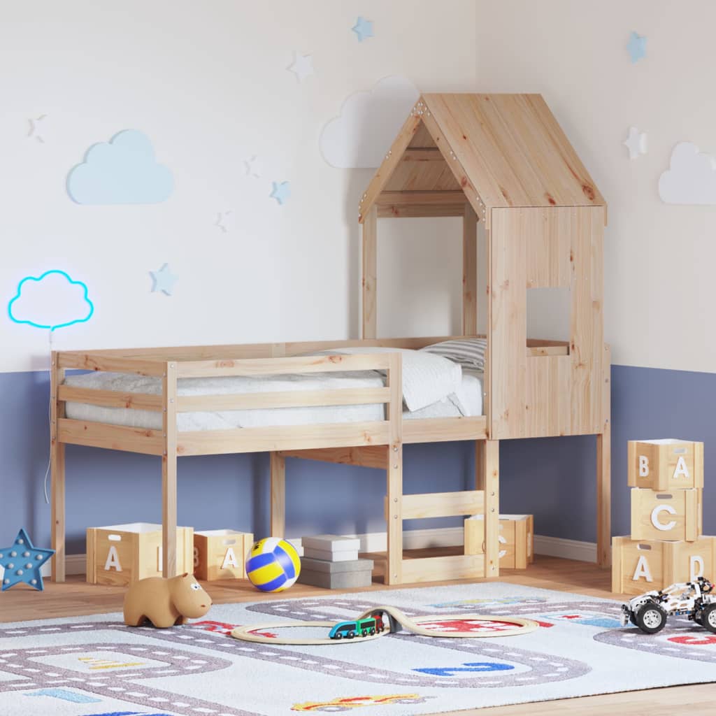 vidaXL Vysoká posteľ so strechou 80x200 cm borovicový masív