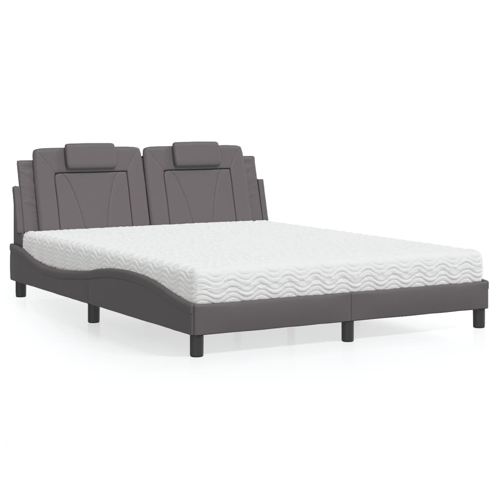 vidaXL Posteľ s matracom sivá 160x200 cm umelá koža
