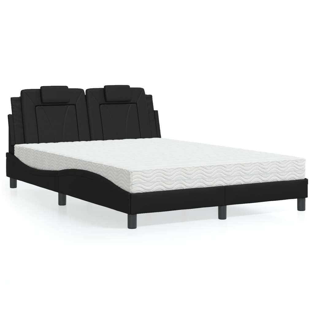 vidaXL Posteľ s matracom čierna 140x200 cm umelá koža