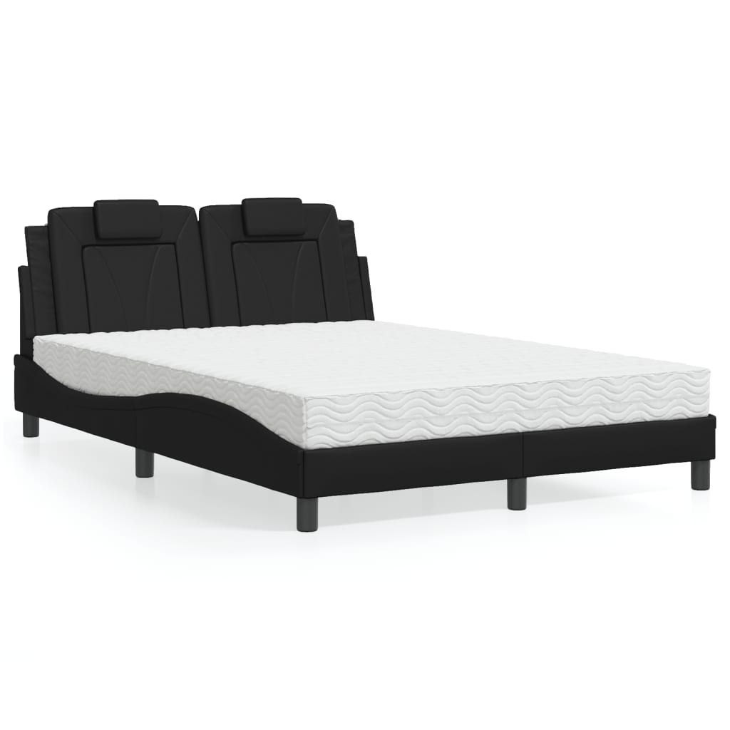 vidaXL Posteľ s matracom čierna 140x190 cm umelá koža