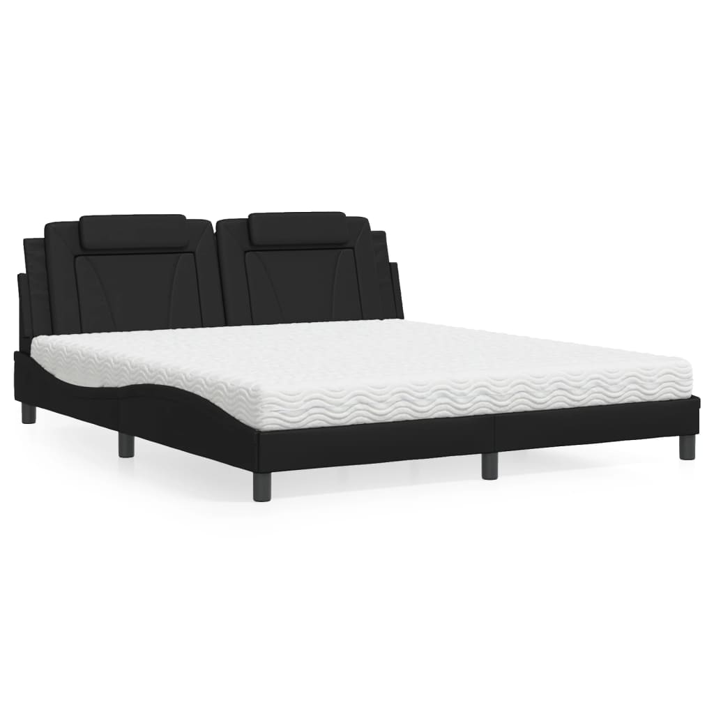 vidaXL Posteľ s matracom čierna 180x200 cm umelá koža