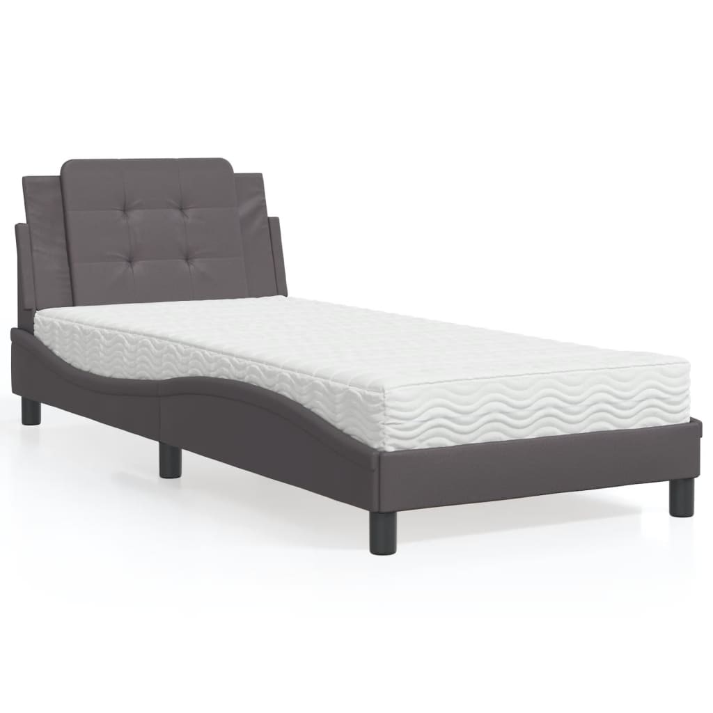 vidaXL Posteľ s matracom sivá 80x200 cm umelá koža