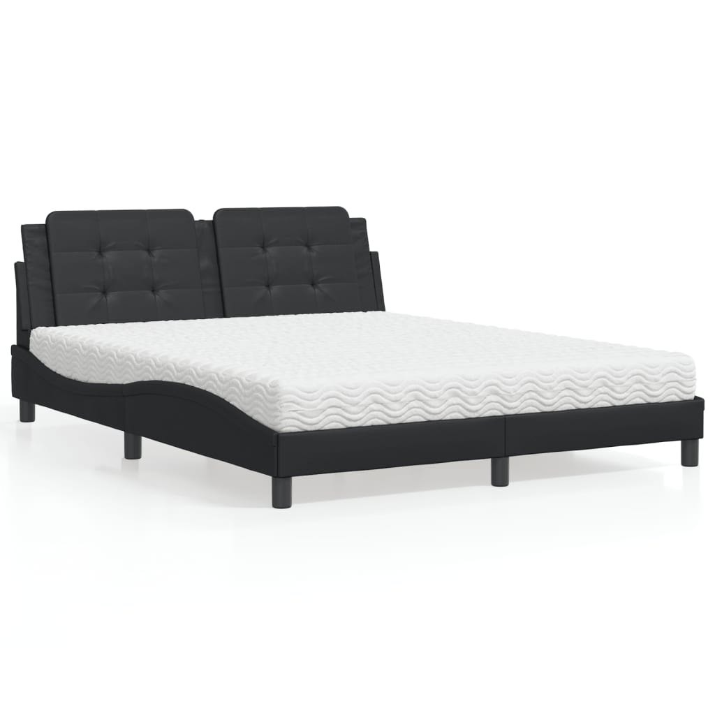 vidaXL Posteľ s matracom čierna 160x200 cm umelá koža