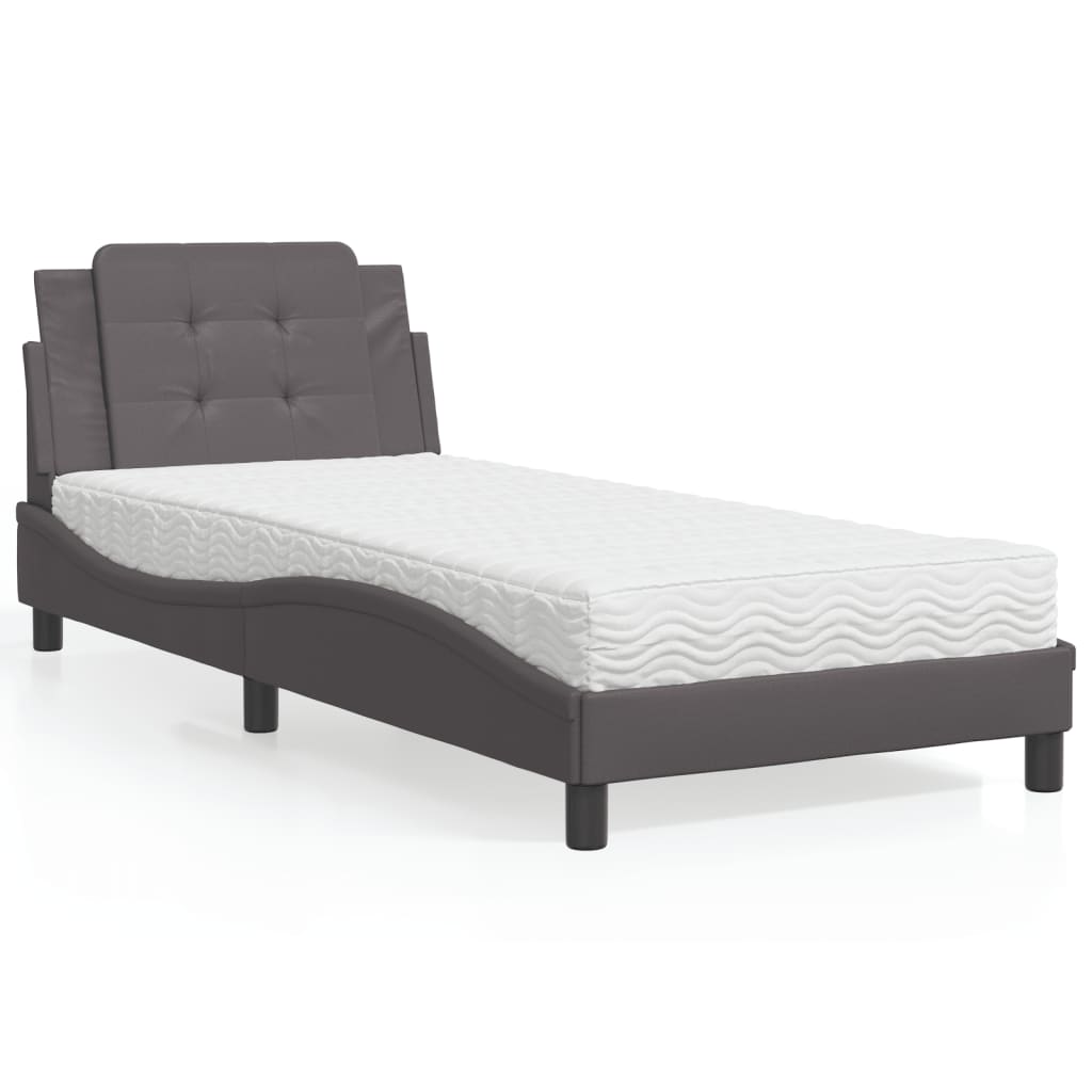 vidaXL Posteľ s matracom sivá 90x190 cm umelá koža