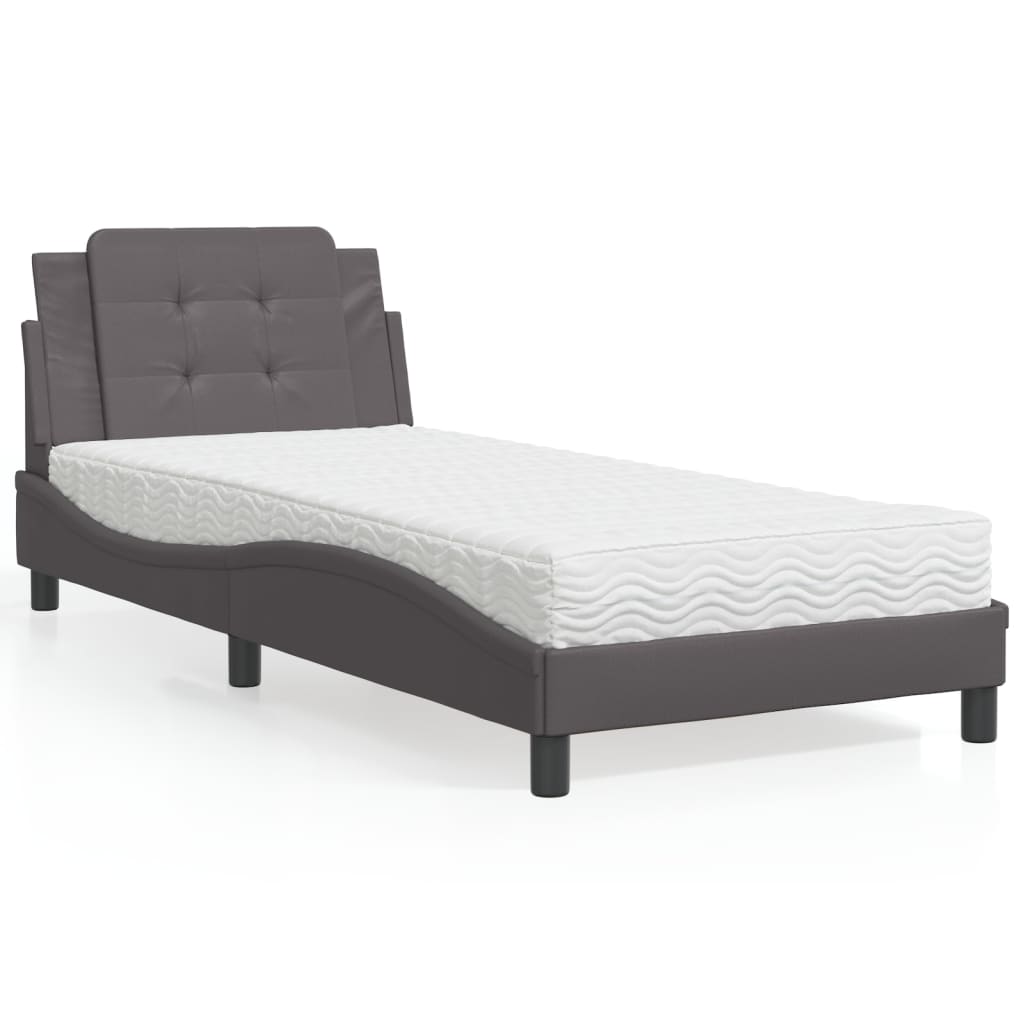 vidaXL Posteľ s matracom sivá 100x200 cm umelá koža