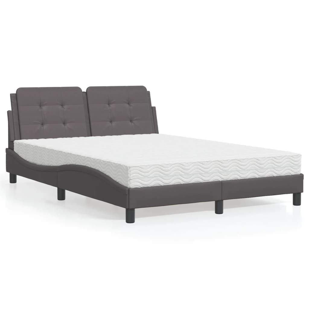 vidaXL Posteľ s matracom sivá 120x200 cm umelá koža