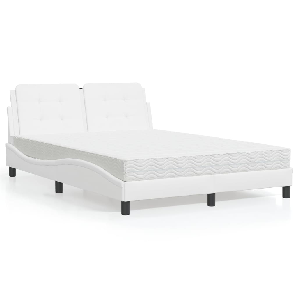 vidaXL Posteľ s matracom biela 140x190 cm umelá koža