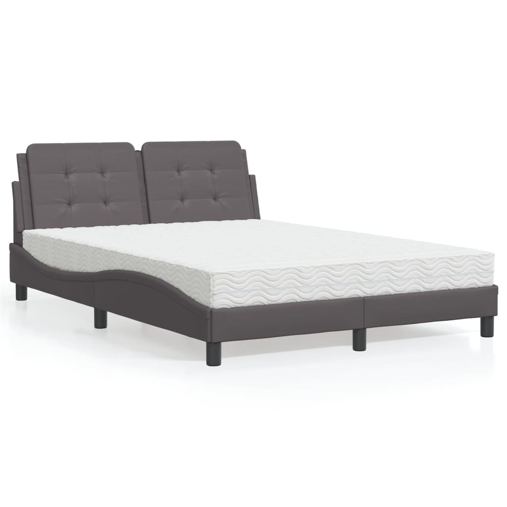vidaXL Posteľ s matracom sivá 140x200 cm umelá koža