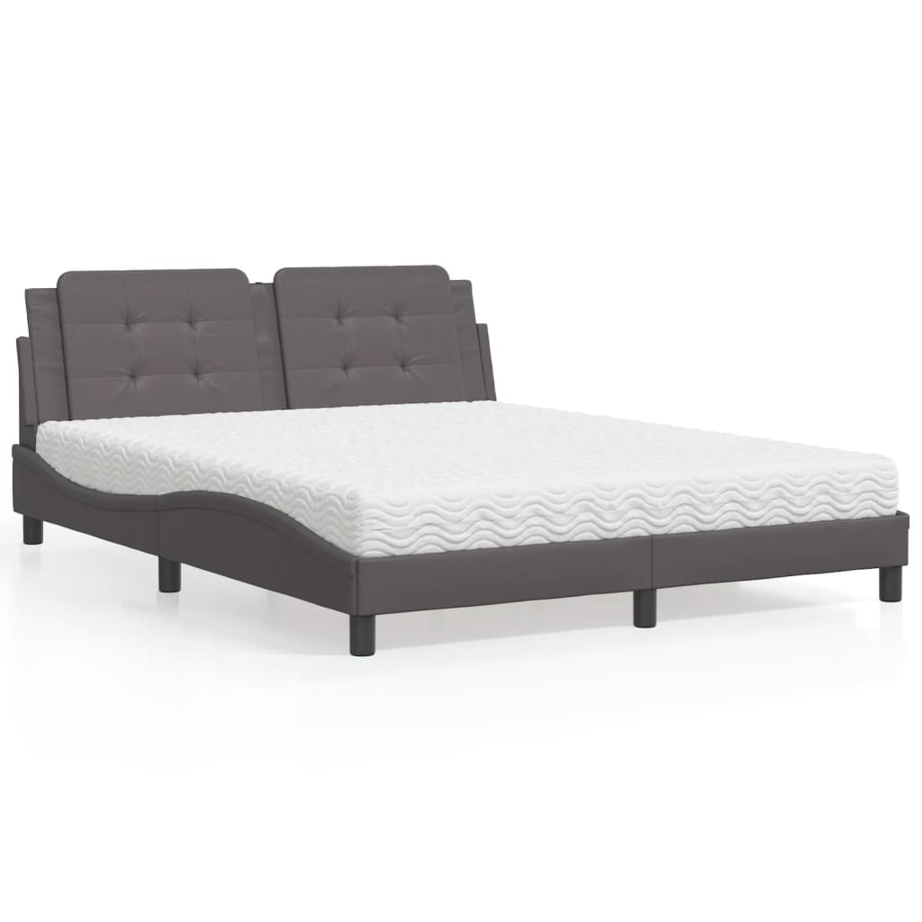 vidaXL Posteľ s matracom sivá 160x200 cm umelá koža