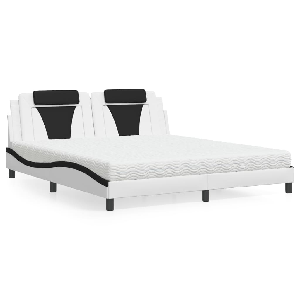 vidaXL Posteľ s matracom bielo-čierna 180x200 cm umelá koža