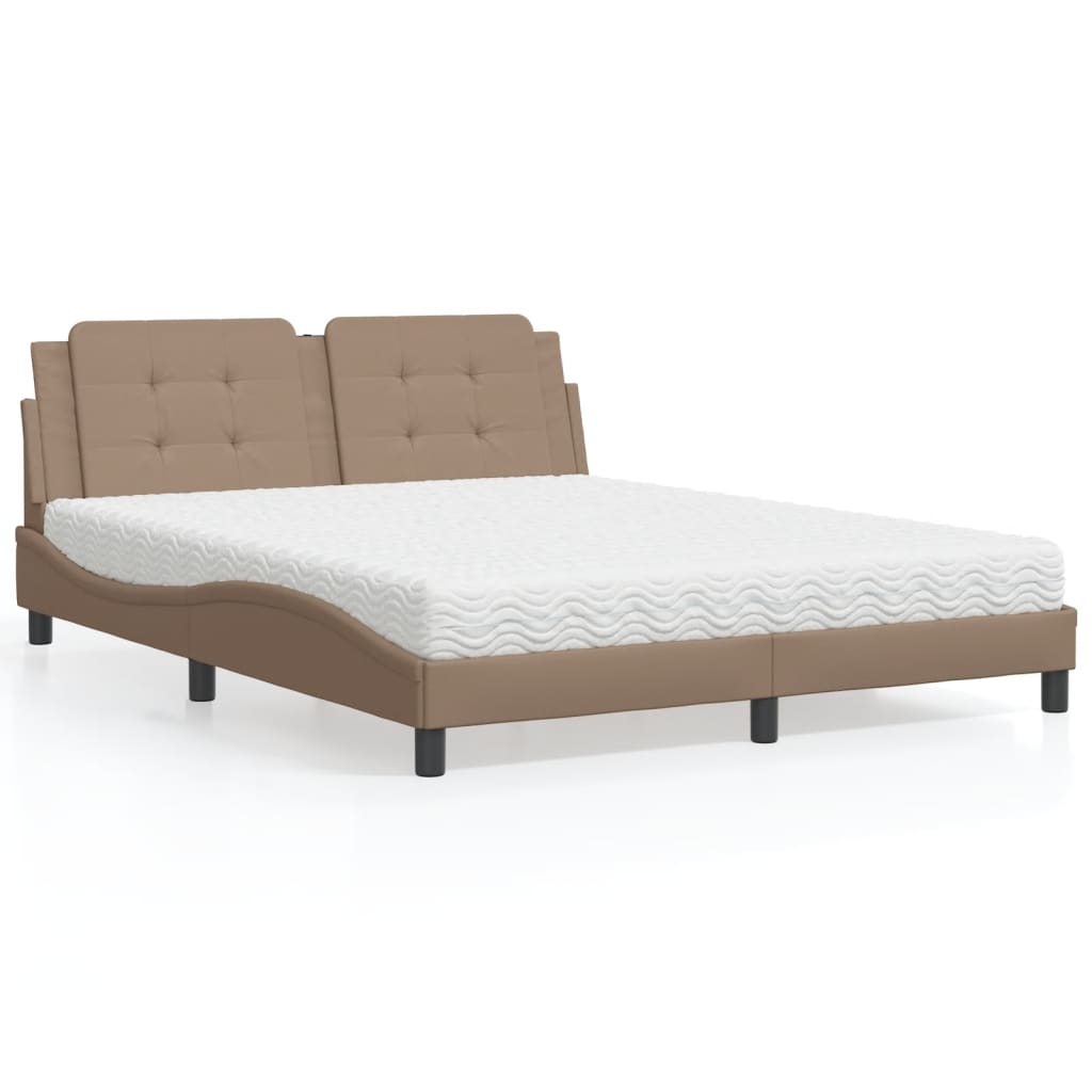 vidaXL Posteľ s matracom kapučínová 160x200 cm umelá koža