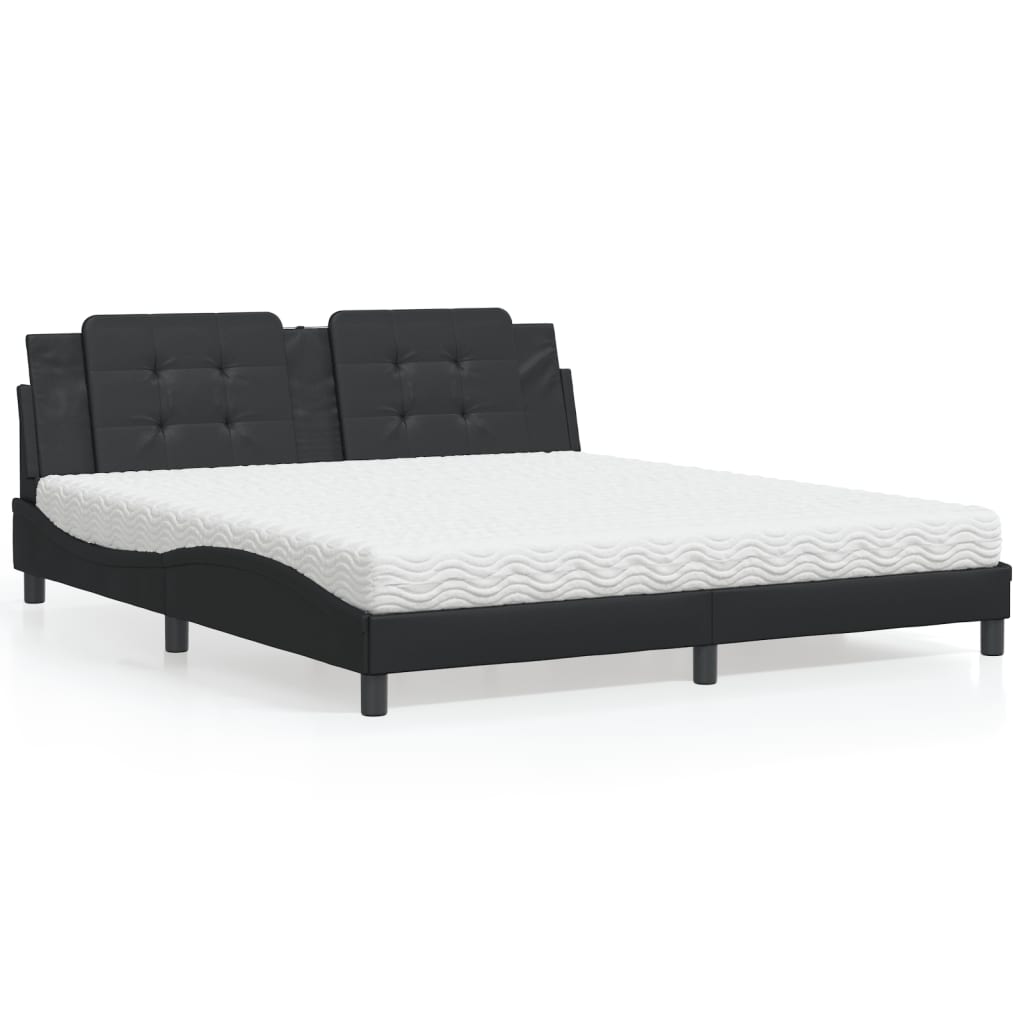 vidaXL Posteľ s matracom čierna 180x200 cm umelá koža