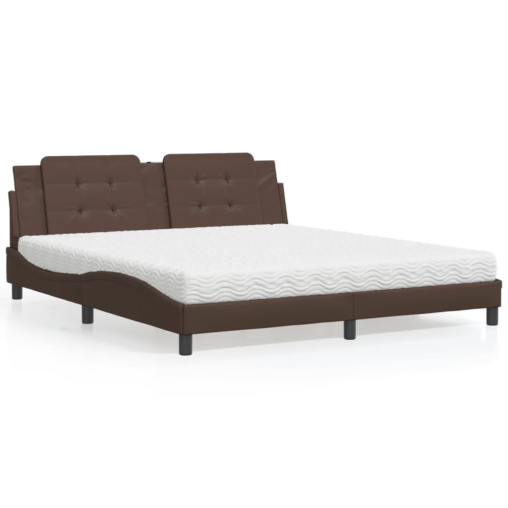 vidaXL Posteľ s matracom hnedá 180x200 cm umelá koža