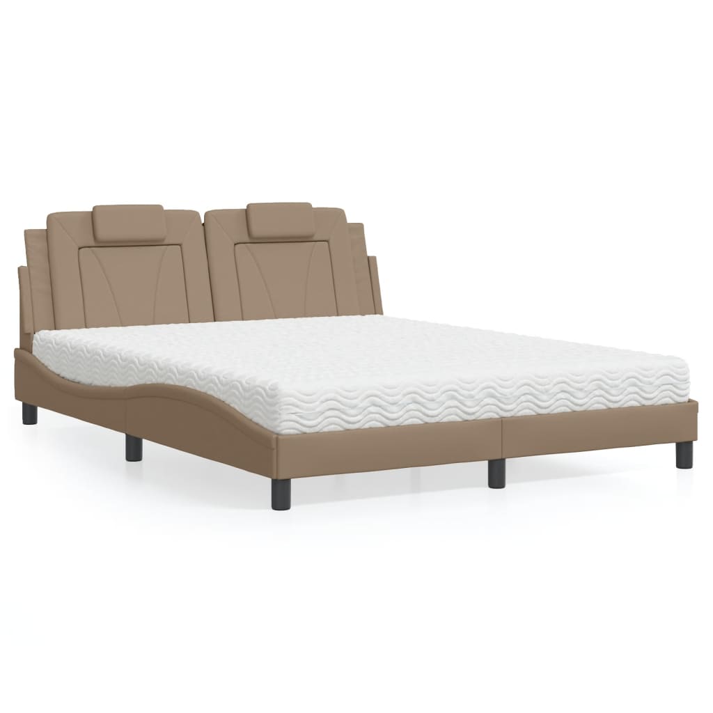 vidaXL Posteľ s matracom kapučínová 160x200 cm umelá koža