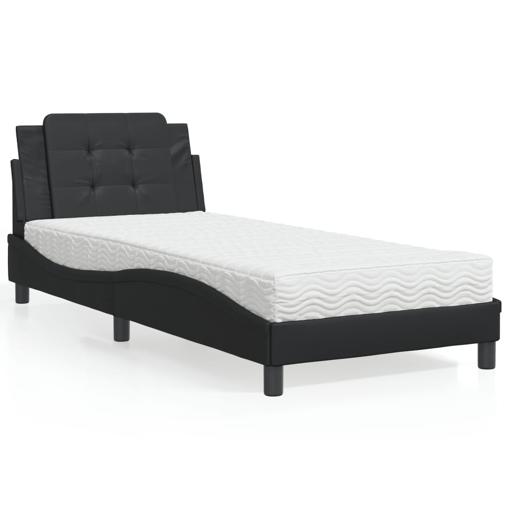 vidaXL Posteľ s matracom čierna 100x200 cm umelá koža