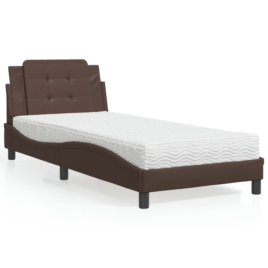 vidaXL Posteľ s matracom hnedá 100x200 cm umelá koža