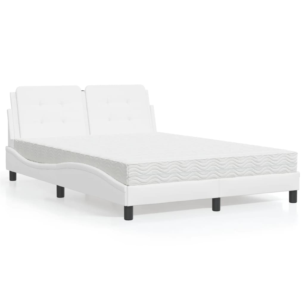 vidaXL Posteľ s matracom biela 120x200 cm umelá koža
