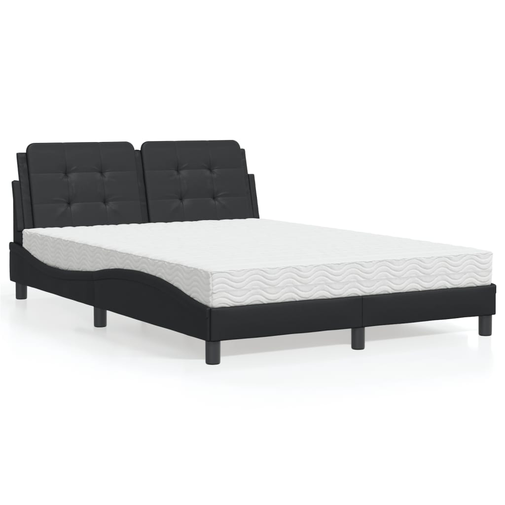 vidaXL Posteľ s matracom čierna 140x200 cm umelá koža