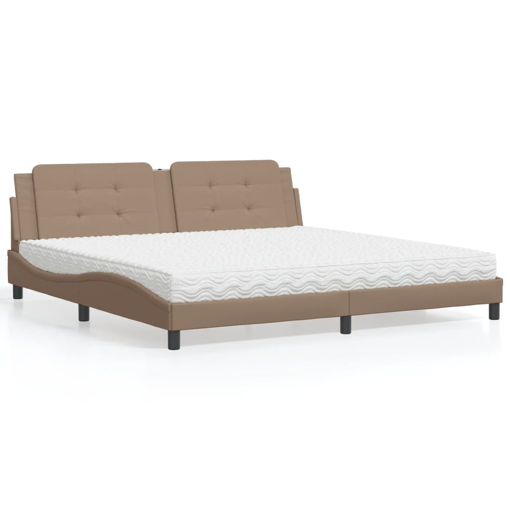 vidaXL Posteľ s matracom kapučínová 200x200 cm umelá koža