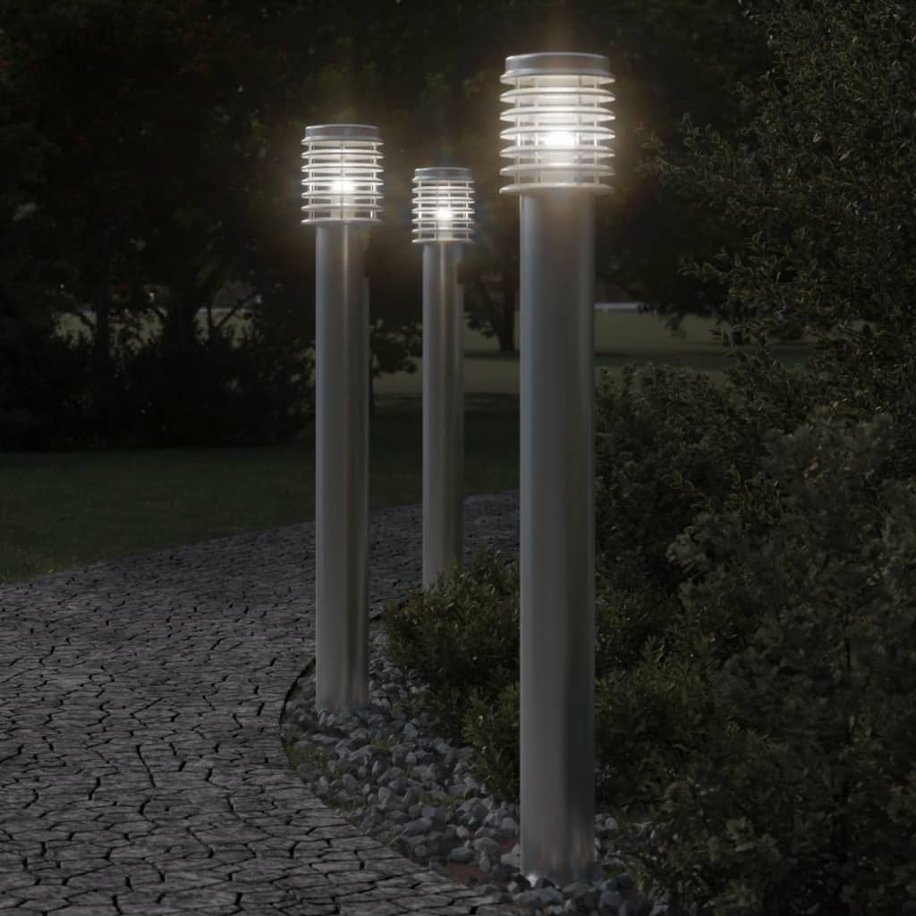vidaXL Vonkajšia stojaca lampa strieborná 110 cm nehrdzavejúca oceľ