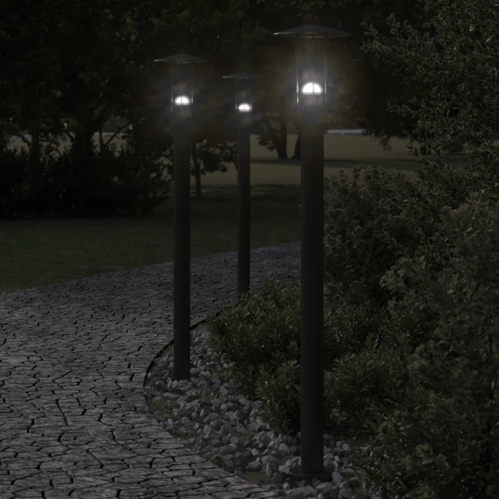 vidaXL Vonkajšie stojace lampy 3 ks čierne 100 cm nehrdzavejúca oceľ