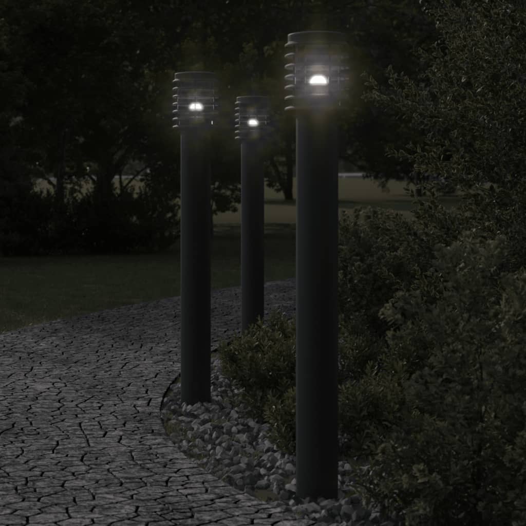 vidaXL Vonkajšia stojaca lampa čierna 110 cm nehrdzavejúca oceľ