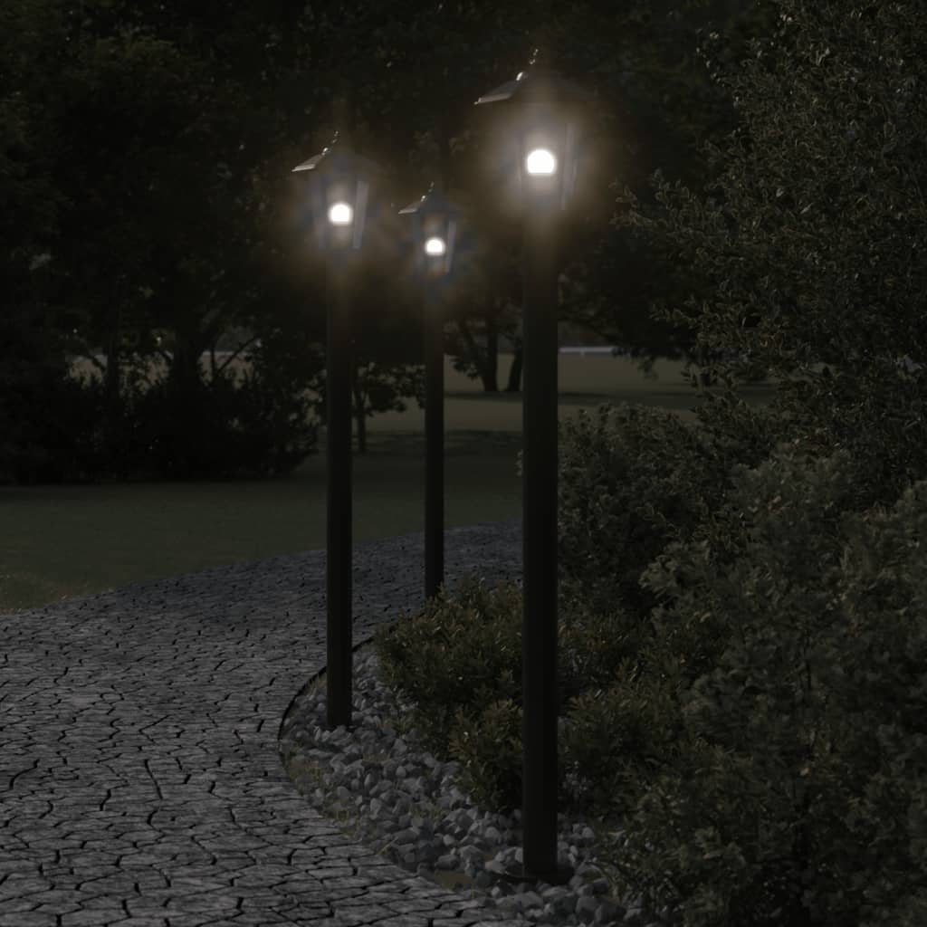 vidaXL Vonkajšie stojace lampy 3 ks čierne 120 cm nehrdzavejúca oceľ