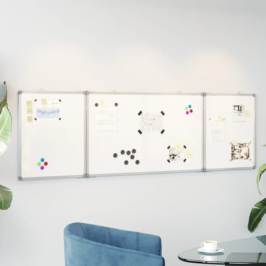 vidaXL Magnetická biela tabuľa skladacia 160x50x1,7 cm hliník