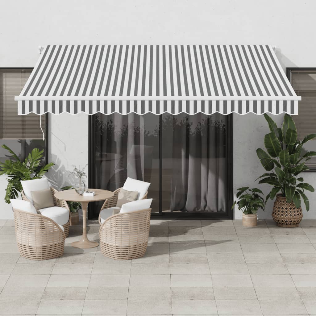 vidaXL Ručne zaťahovacia markíza s LED antracit a biela 400x300 cm