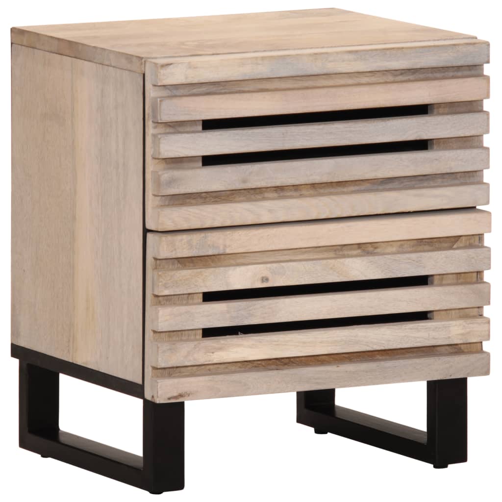 vidaXL Nočný stolík 40x34x46 cm masívne bielené mangovníkové drevo