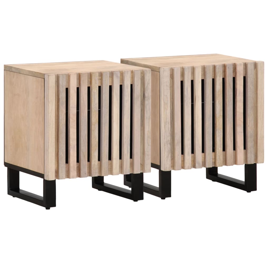 vidaXL Nočné stolíky 2 ks 40x34x46 cm masívne bielené mango