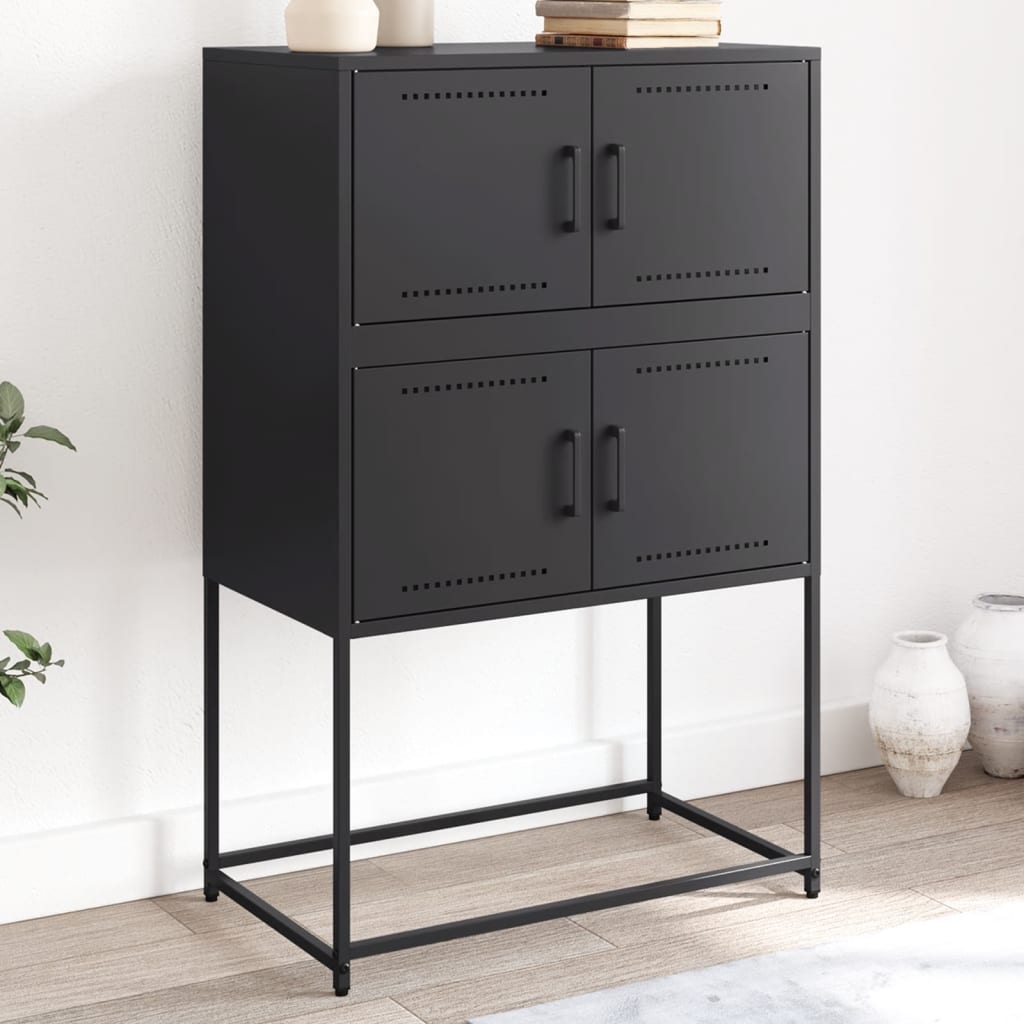 vidaXL Komoda čierna 68,5x38,5x107 cm oceľ