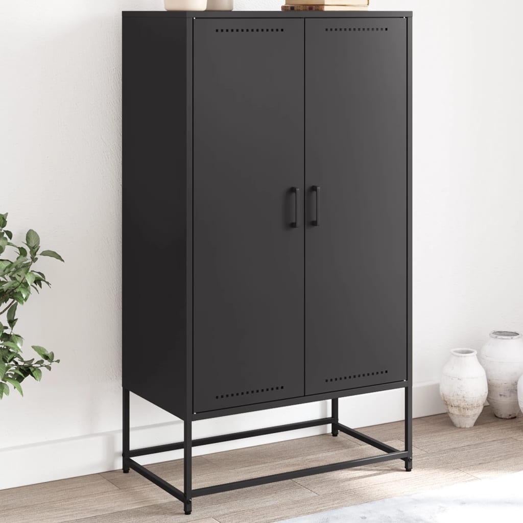 vidaXL Vysoká skrinka čierna 68,5x38,5x123,5 cm oceľ