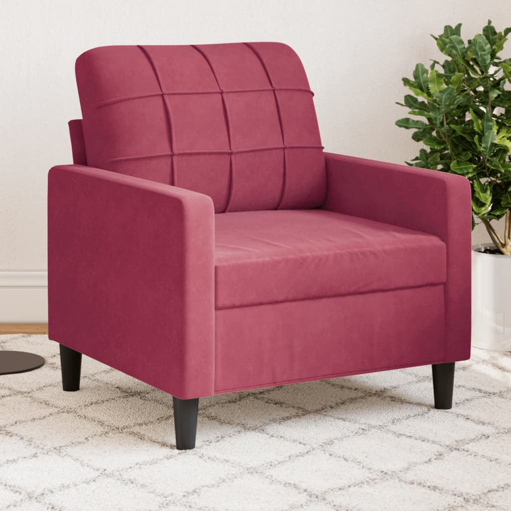 vidaXL Kreslo vínovo-červené 60 cm zamat