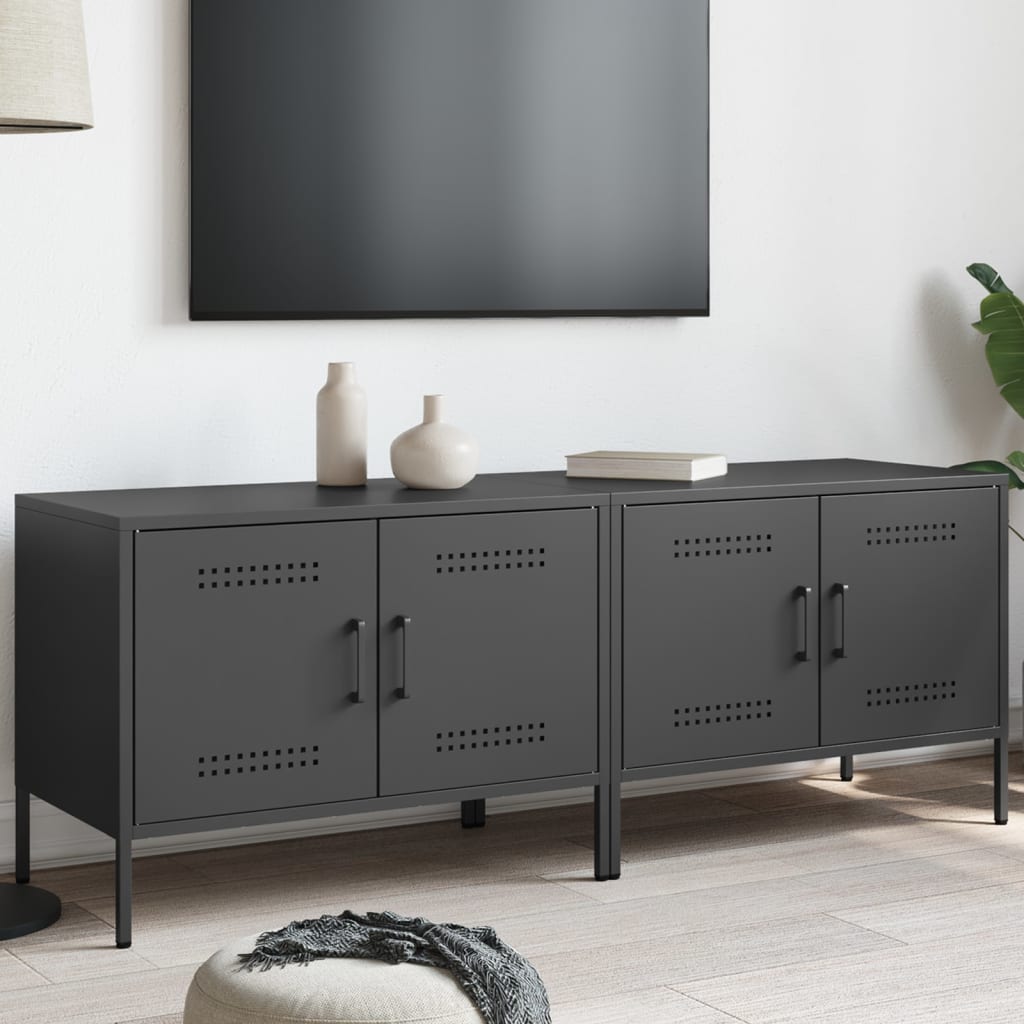vidaXL TV skrinky 2 ks čierne 68x39x50,5 cm oceľ