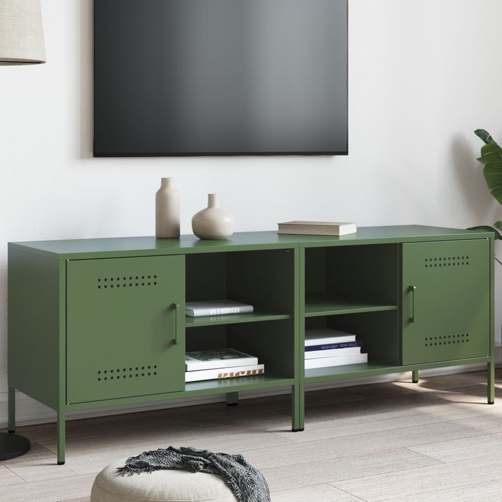 vidaXL TV skrinky 2 ks olivovo-zelené 68x39x50,5 cm oceľ