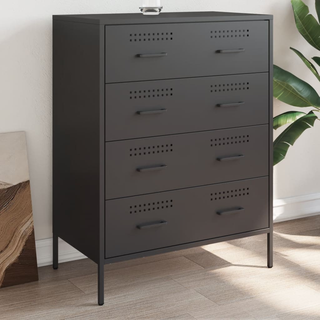 vidaXL Komoda čierna 68x39x89 cm oceľ