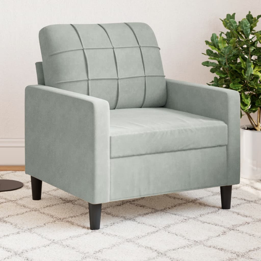 vidaXL Kreslo bledosivé 60 cm zamat