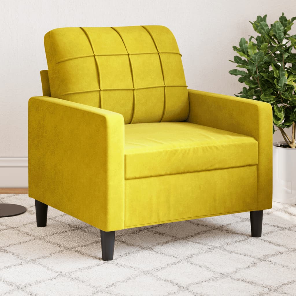 vidaXL Kreslo žlté 60 cm zamat