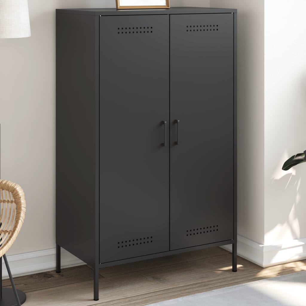 vidaXL Vysoká skrinka čierna 68x39x113 cm oceľ