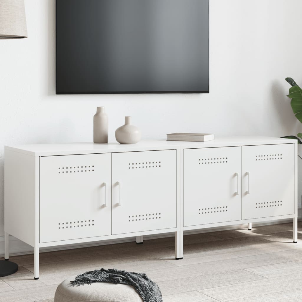 vidaXL TV skrinky 2 ks biele 68x39x50,5 cm oceľ