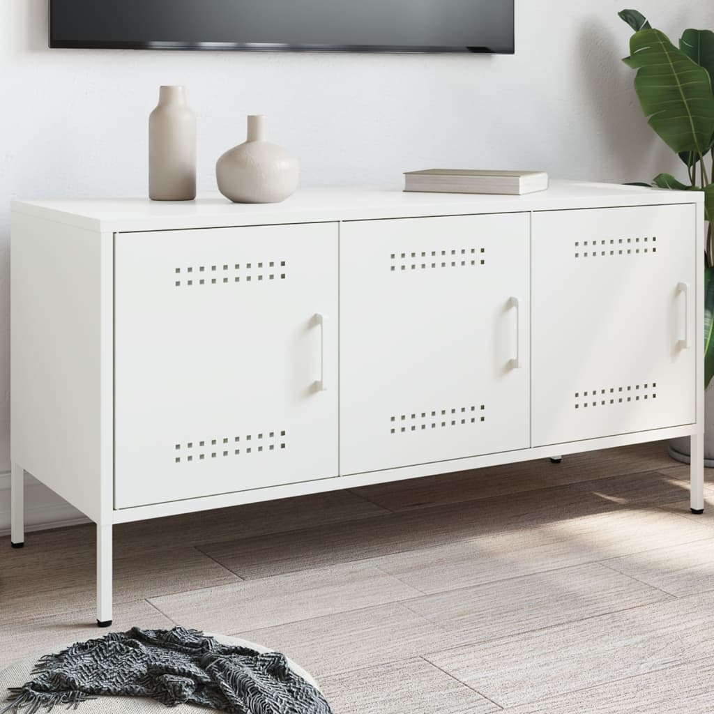 vidaXL TV skrinka biela 100,5x39x50,5 cm oceľ