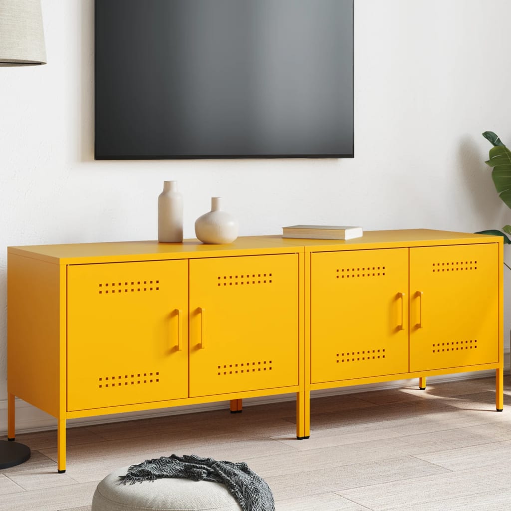 vidaXL TV skrinky 2 ks horčicovo-žlté 68x39x50,5 cm oceľ