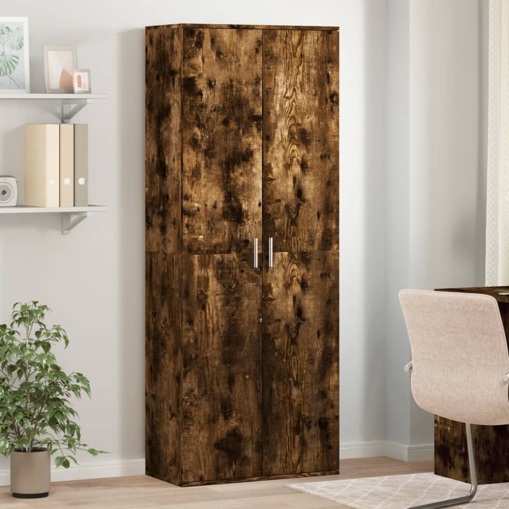 vidaXL Vysoká skrinka dymový dub 70x35x180 cm kompozitné drevo