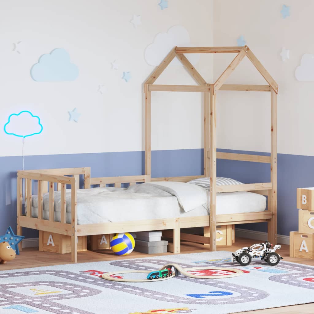 vidaXL Denná posteľ so strieškou 90x200 cm borovicový masív