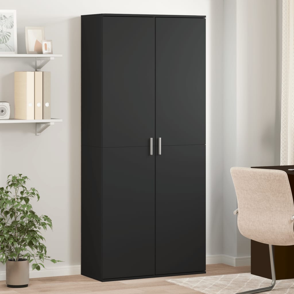 vidaXL Vysoká skrinka čierna 80x35x180 cm kompozitné drevo